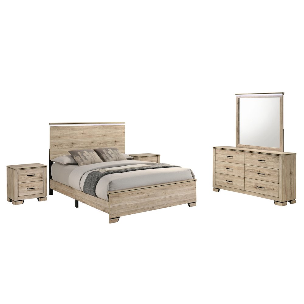 5pc EQueen Panel Bedroom Set Light Oak (Bed