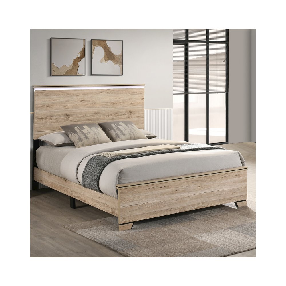 Queen Panel Bed  Light Oak