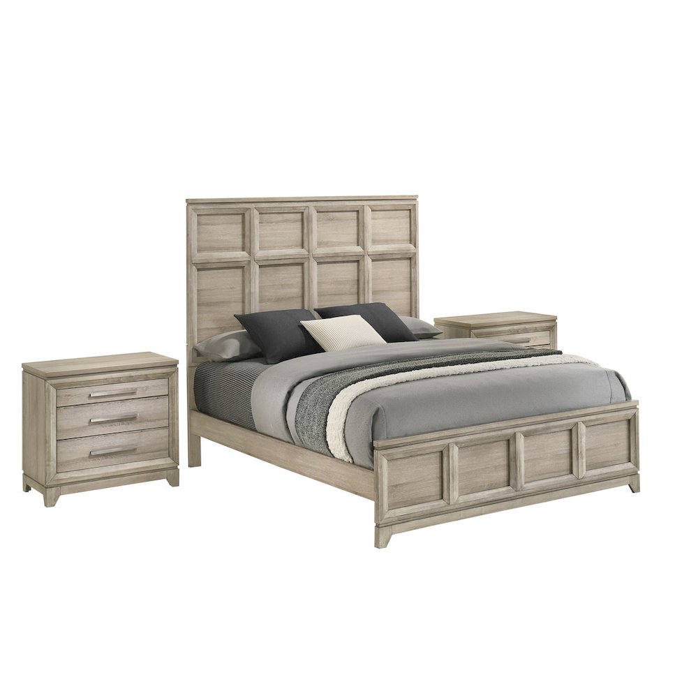 3pc Queen Panel Bedroom Set Weathered Greige  (Bed