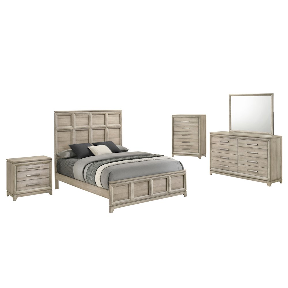 5pc Bedroom Set Weathered Greige (Bed