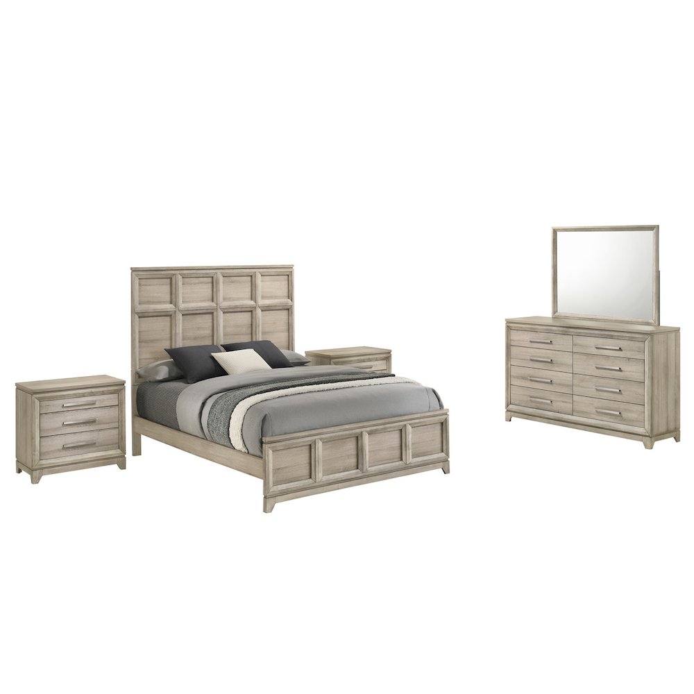 5pc Queen Panel Bedroom Set Weathered Greige(Bed