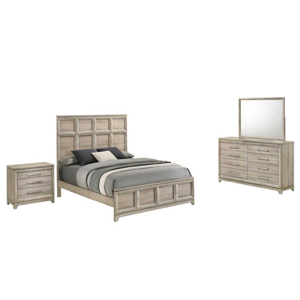 4pc Queen Panel Bedroom Set Weathered Greige (Bed
