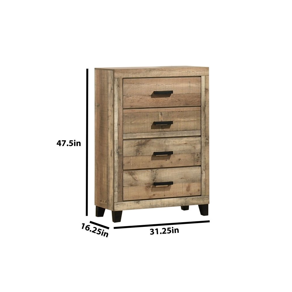 6pc Queen Panel Bedroom Set Weathered Brown Pine color