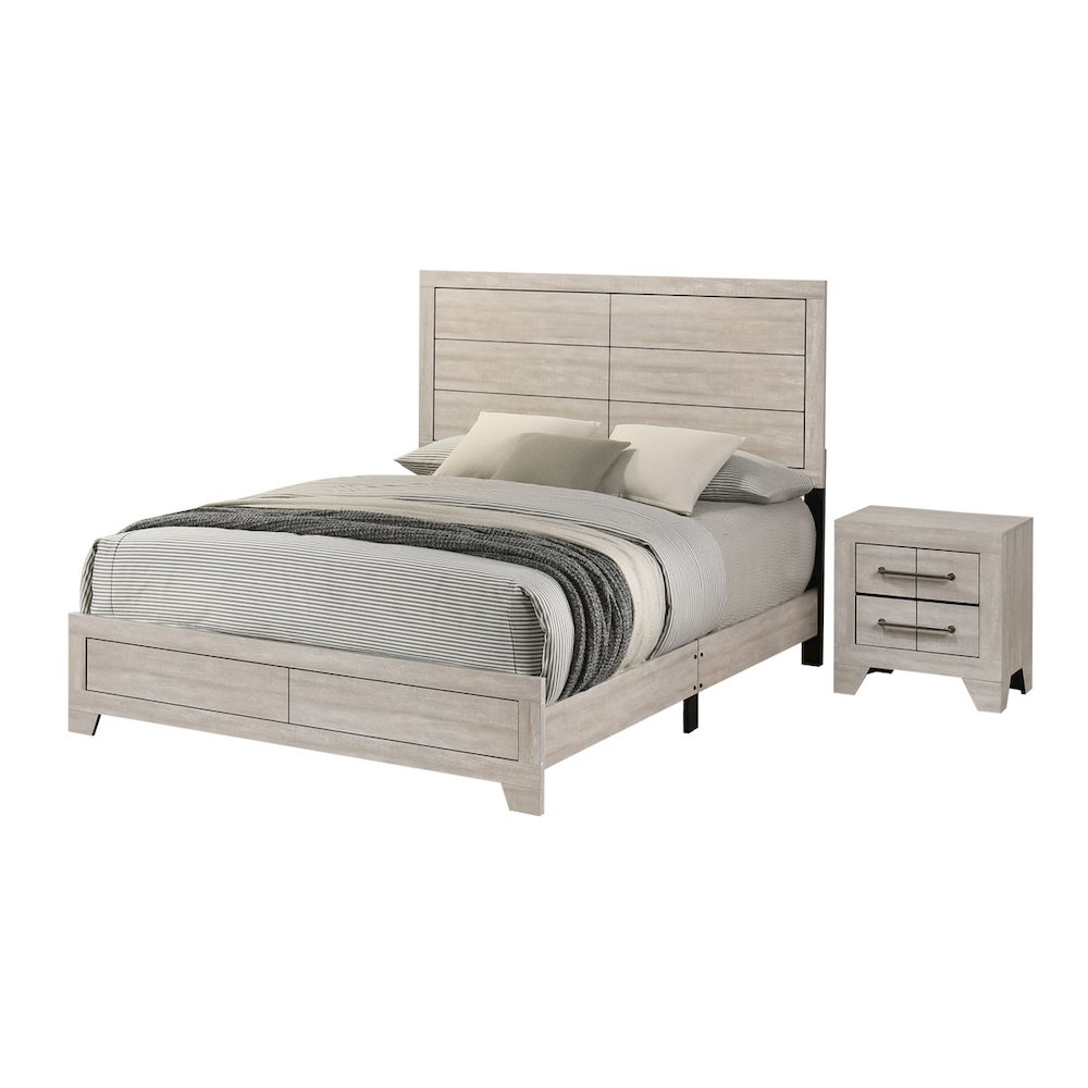 2pc Queen Panel Bedroom Set Rustic Gray Oak color (Bed