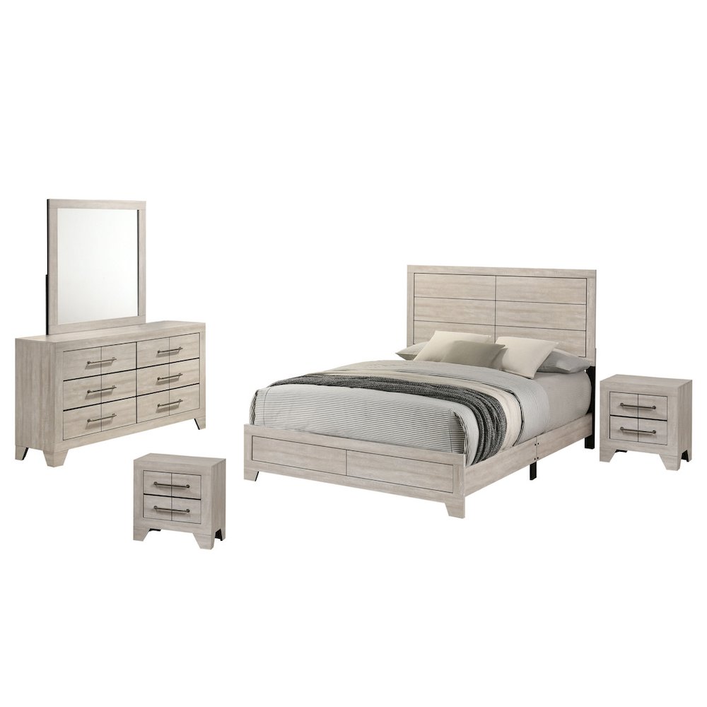 5pc Queen Panel Bedroom Set Rustic Gray Oak color