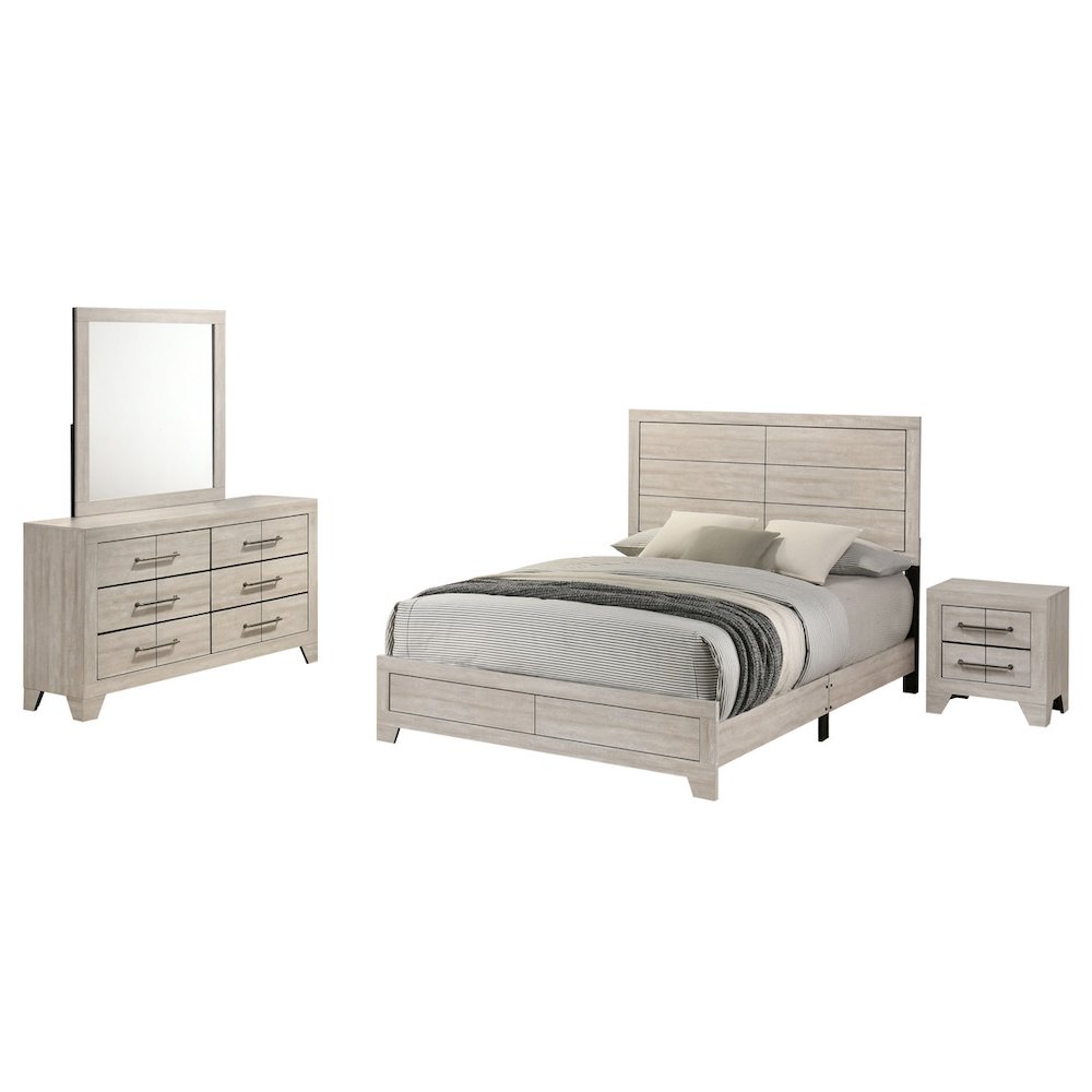 4pc Queen Panel Bedroom Set Rustic Gray Oak color