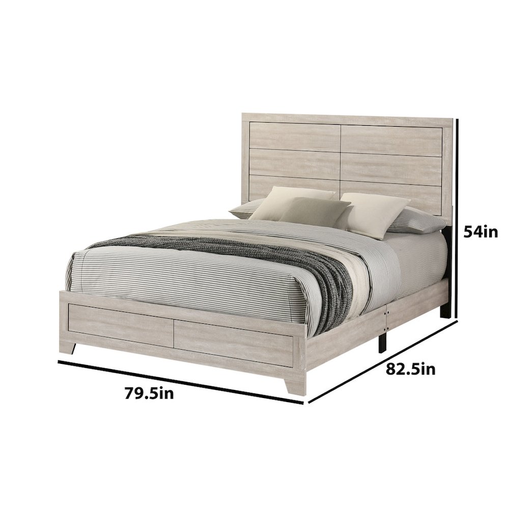 5pc Eastern King Panel Bedroom Set Rustic Gray Oak color