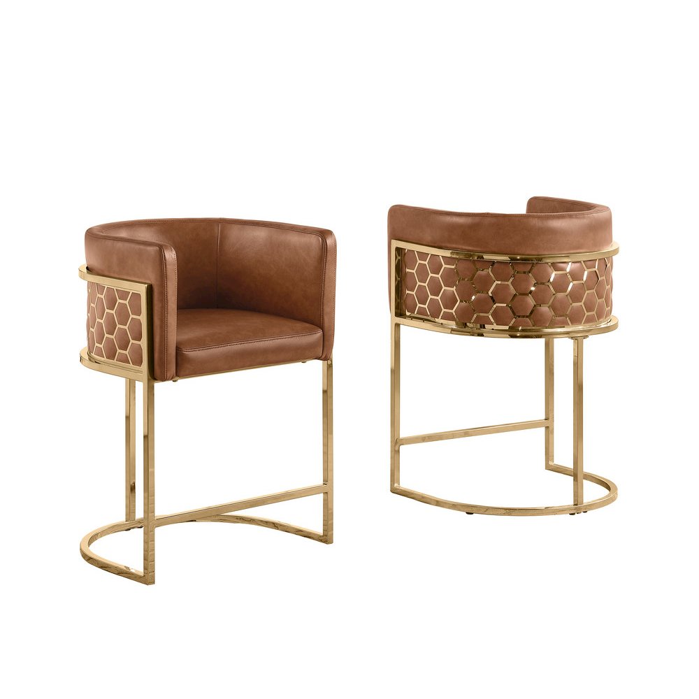 Toffee with Honeycomb Gold Base Barstool