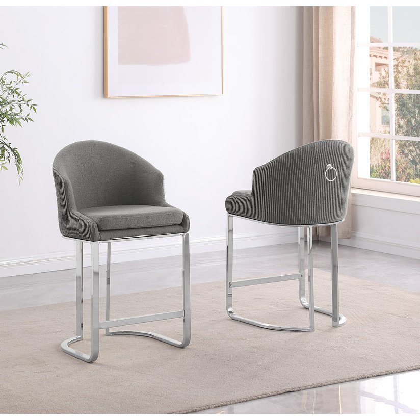 Best Quality Furniture Gray With Silver Counter Height. Set Of Two