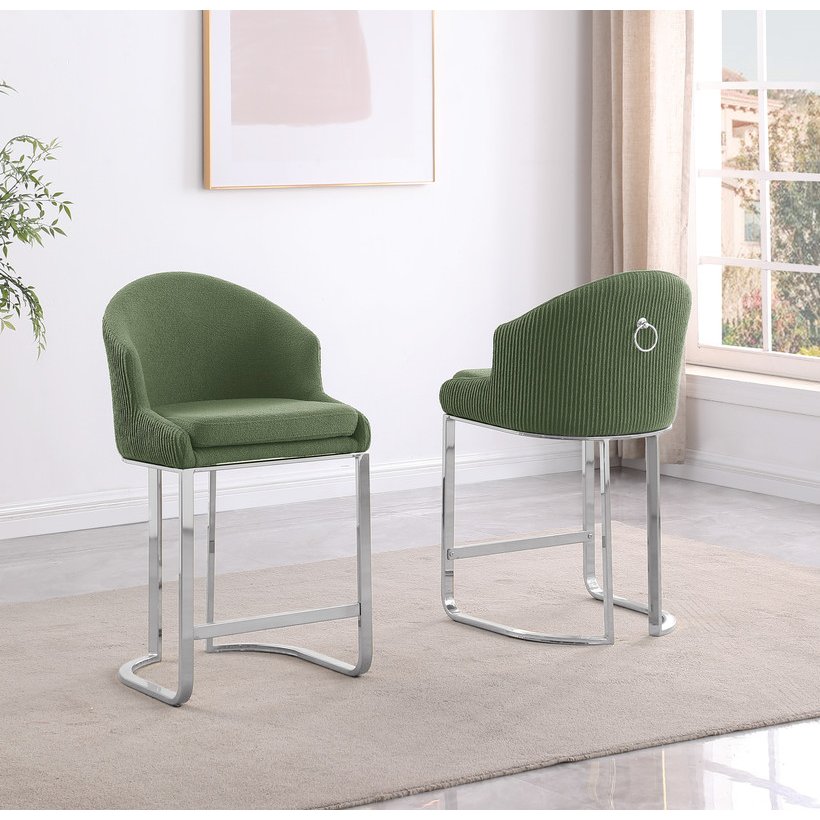 Best Quality Furniture Green With Silver Counter Height. Set Of Two