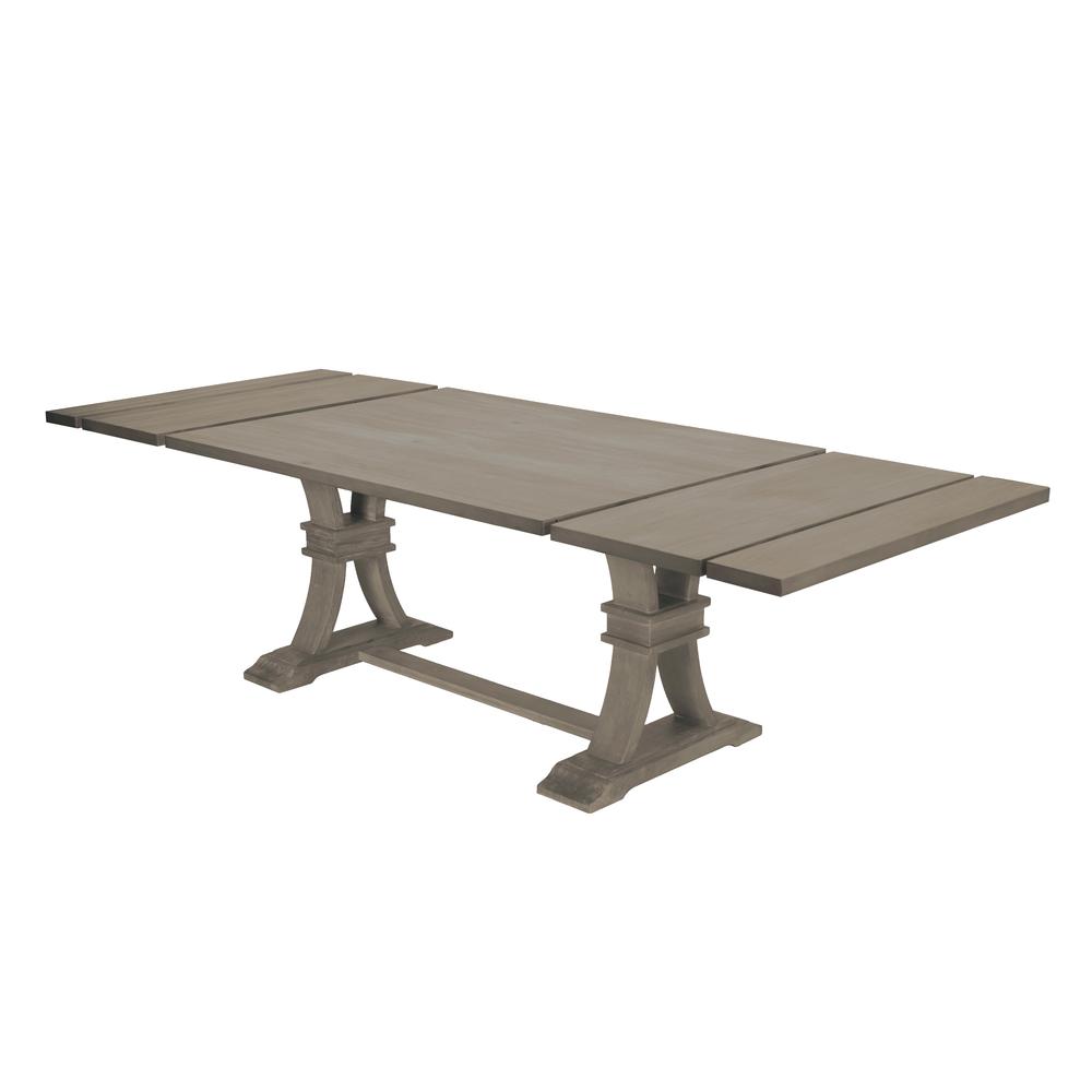 7 Piece Dining Set Extendable w/two 16″Side Leaves Extension & 6 Chairs in Dark Grey Linen