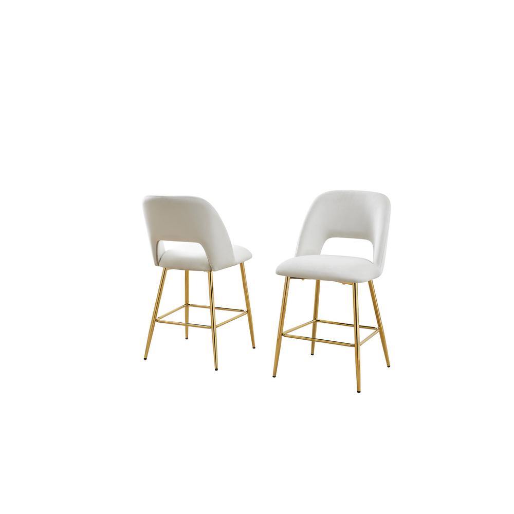 Cream velvet upholstery counter height chairs *SET OF 2*