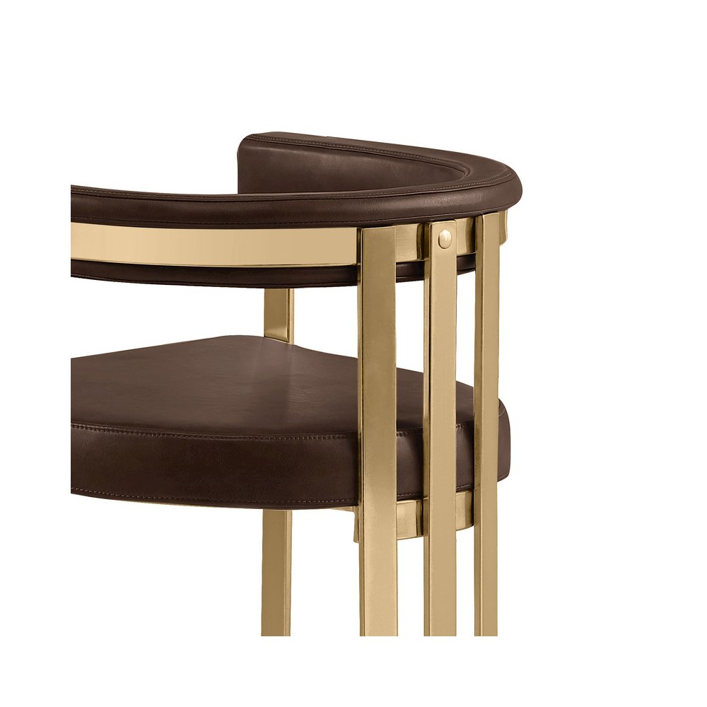 Single Leather-Aire Barstool Espresso with Gold Chrome Base