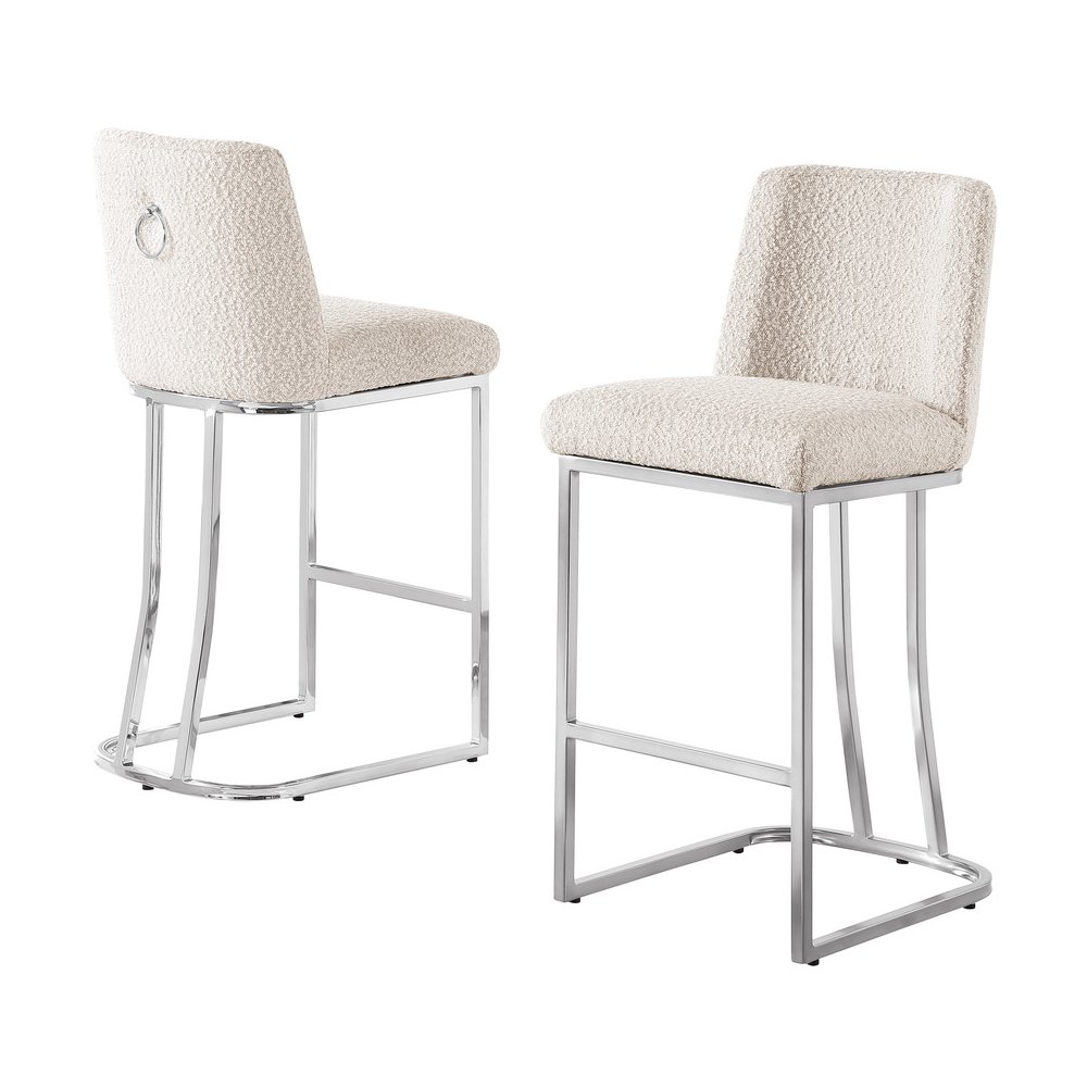Cream With Silver Base Barstools