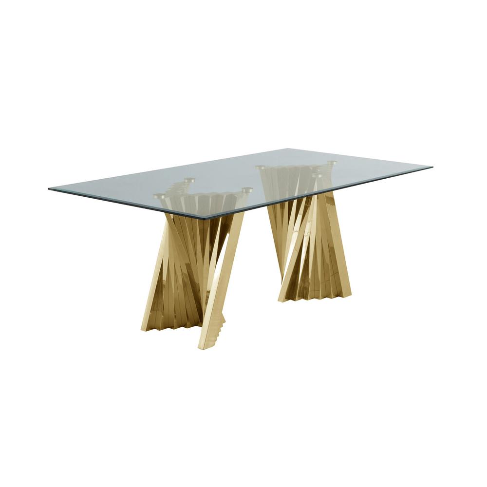 Glass Table w/ Gold Spiral Base