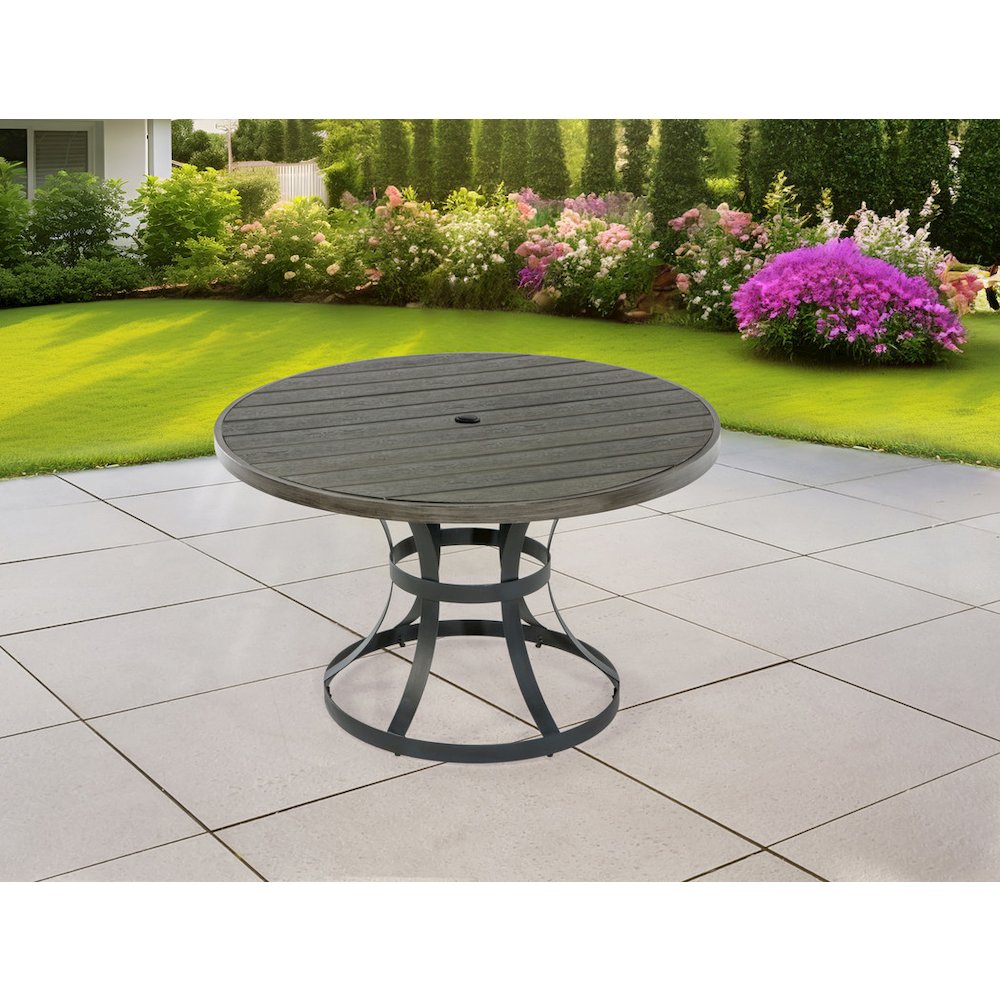 5pc patio dining set in gray with cushioned seats