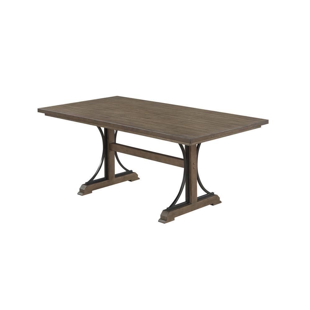 72″ inch fixed dining table with matching brown oak color accent bar