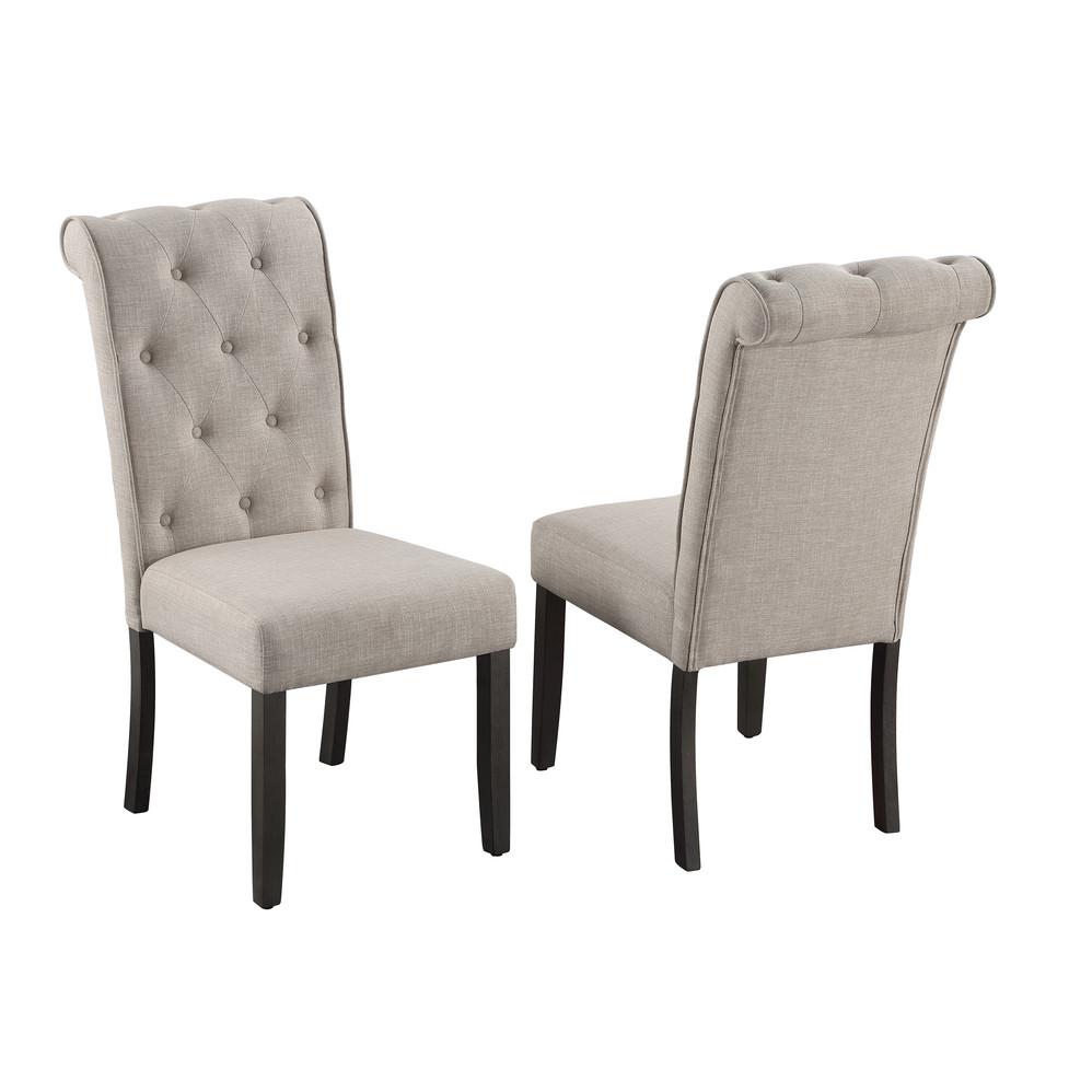 7 pc Dining set Faux Marble Wrap Table set with Beige Linen dining chairs