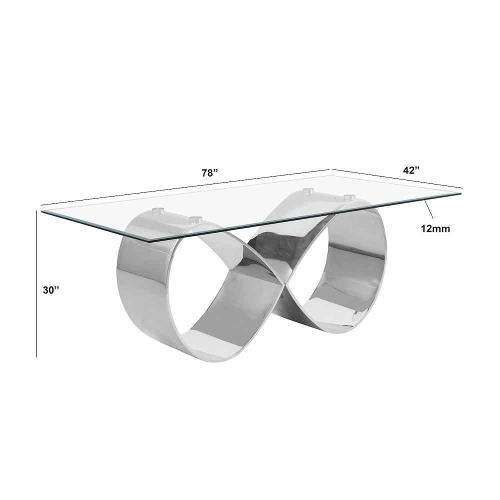 7Pc Tempered Glass Dining Set With 6 Gray Boucle Side Chairs And A Silver Base