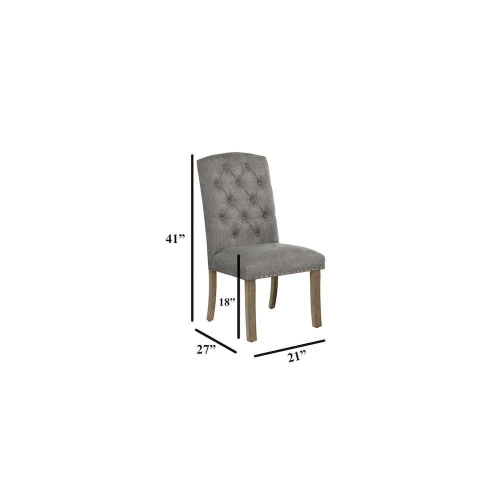 7 Piece Traditional Dining Set With Grey Side Chairs