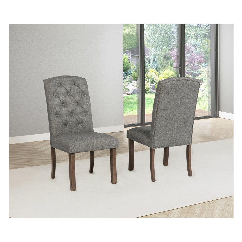 5 Piece Traditional Dining With Dark Grey Dining Chairs