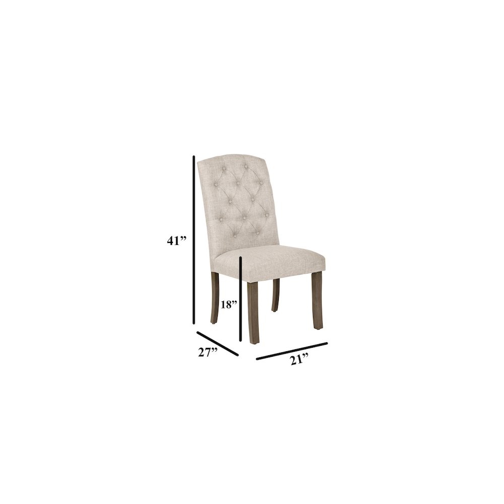 7 Piece Traditional Dining Set With Beige Side Chairs