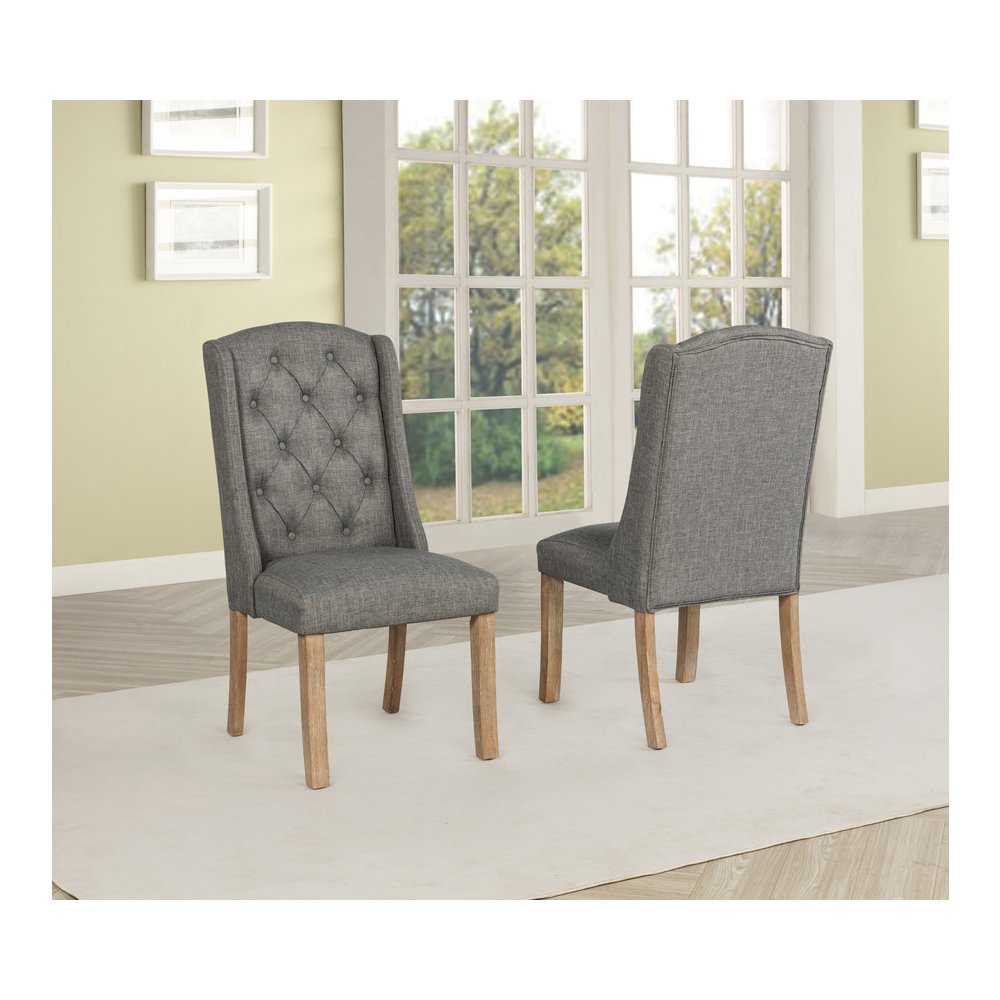 7 Piece Traditional Dining Table With Dark Grey Side Chairs