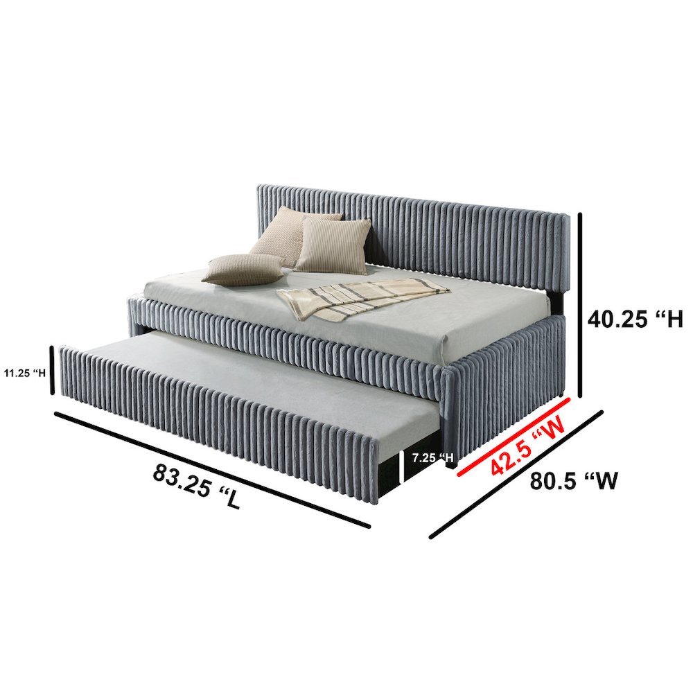 Twin daybed with trundle in Gray