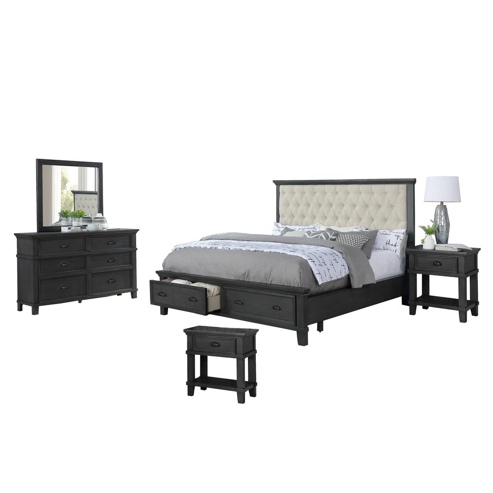 Sandy Platform 5 Piece Bedroom Set with extra Night Stand
