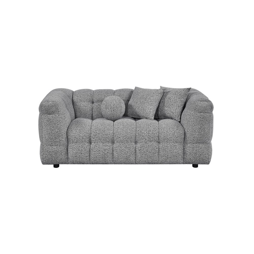 Boucle Fabric Rich Gray Loveseat