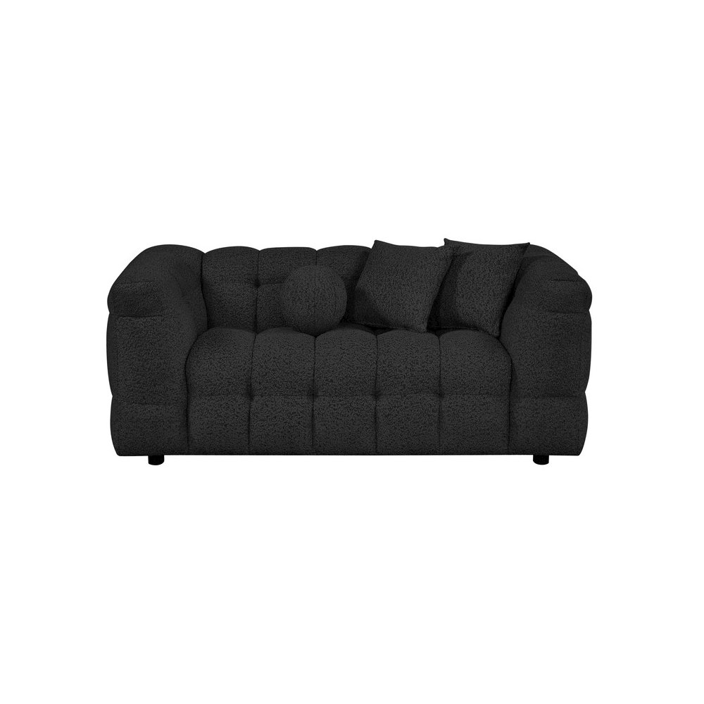 Boucle Fabric Black Loveseat