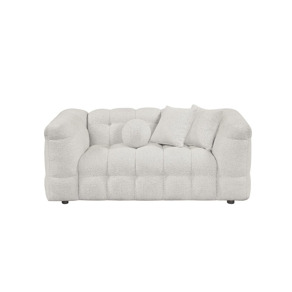 Boucle Fabric Cream Loveseat