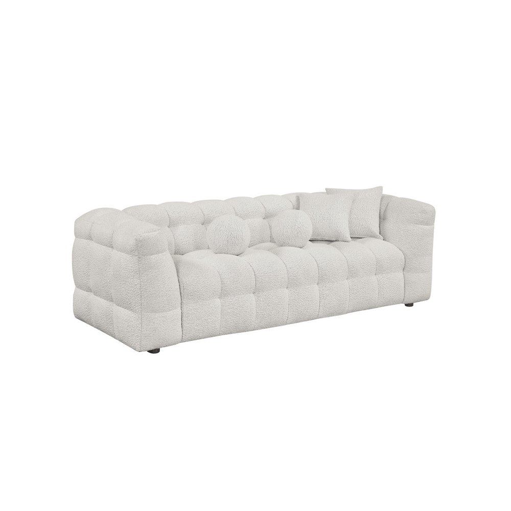 Boucle Fabric Cream Sofa