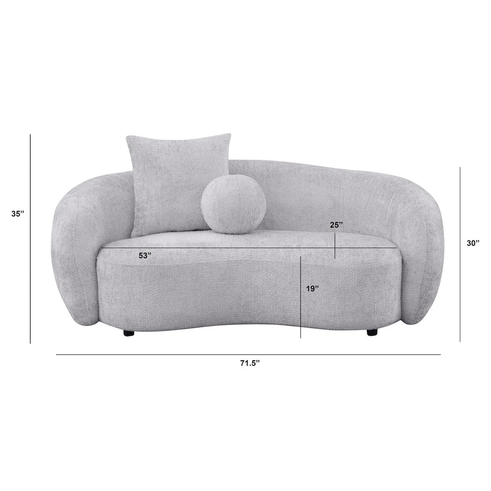 Teddy Fabric 2Pc Sofa + Loveseat Set In Light Grey