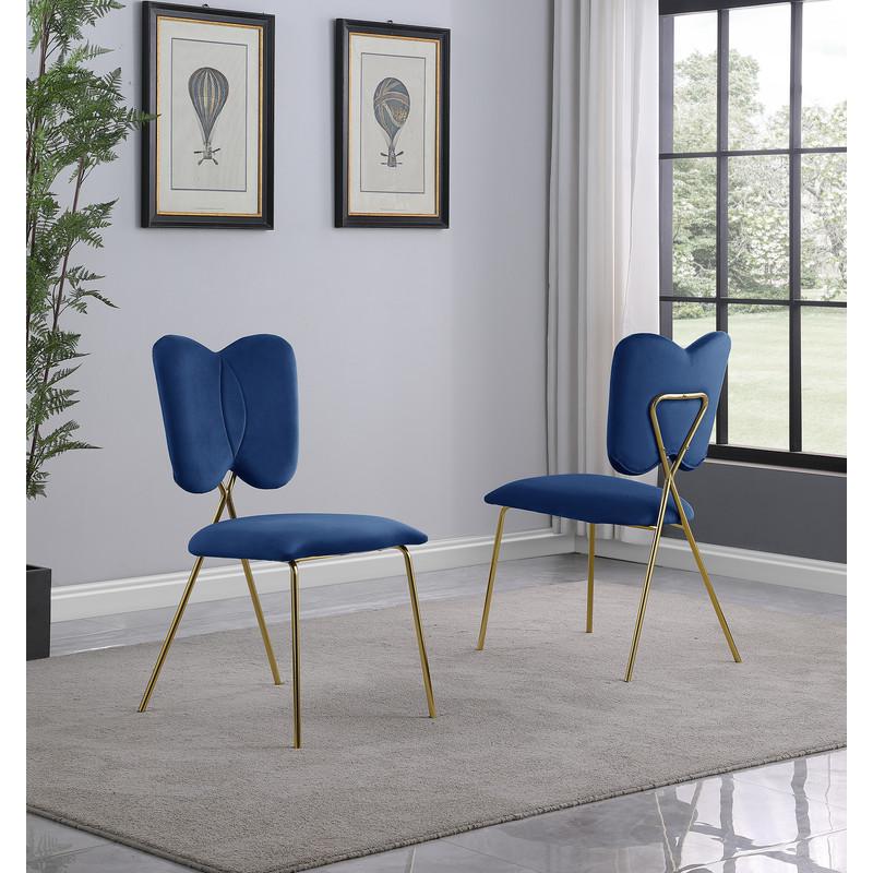 5pc dining Set- Rectangle table with Navy Blue Velvet Chairs