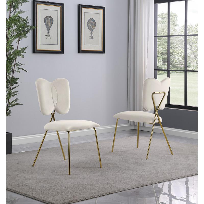 5pc dining Set- Rectangle table with Cream Velvet Chairs
