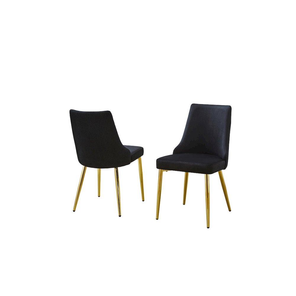 5Pc Round Tempered Glass Dining Table With 4 Black Side Chairs