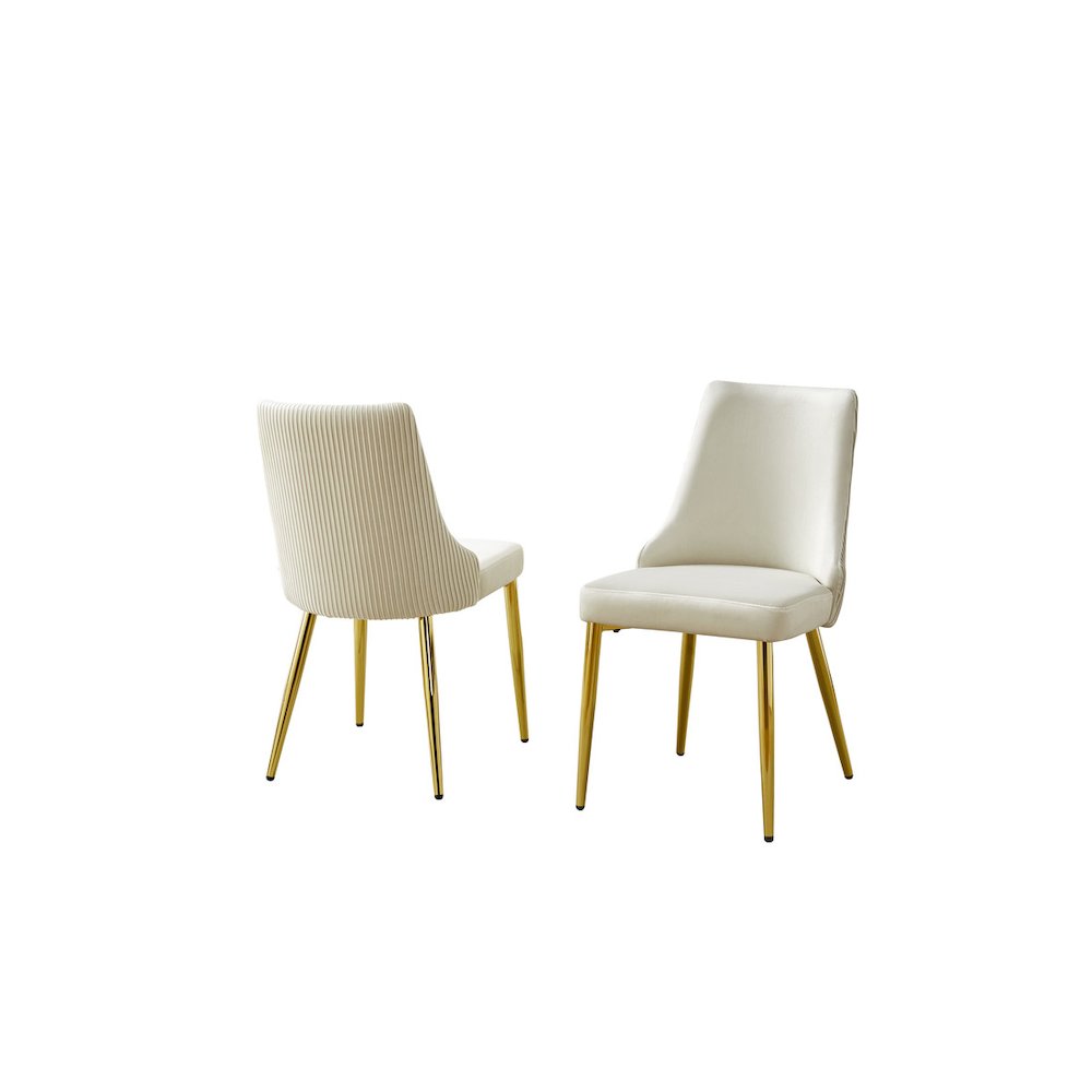 5Pc Round Tempered Glass Dining Table With 4 Cream Side Chairs