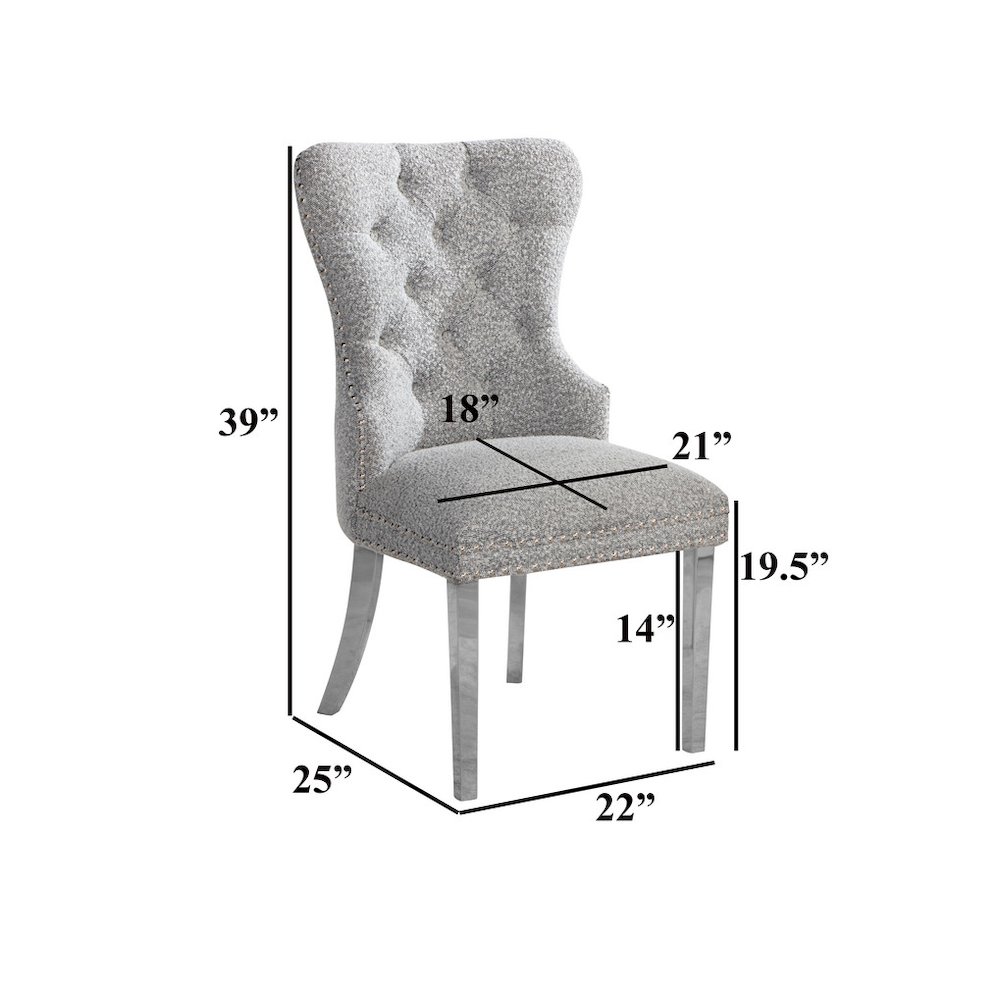 Gray Boucle Fabric And Silver Base Side Chairs (Set Of 2)