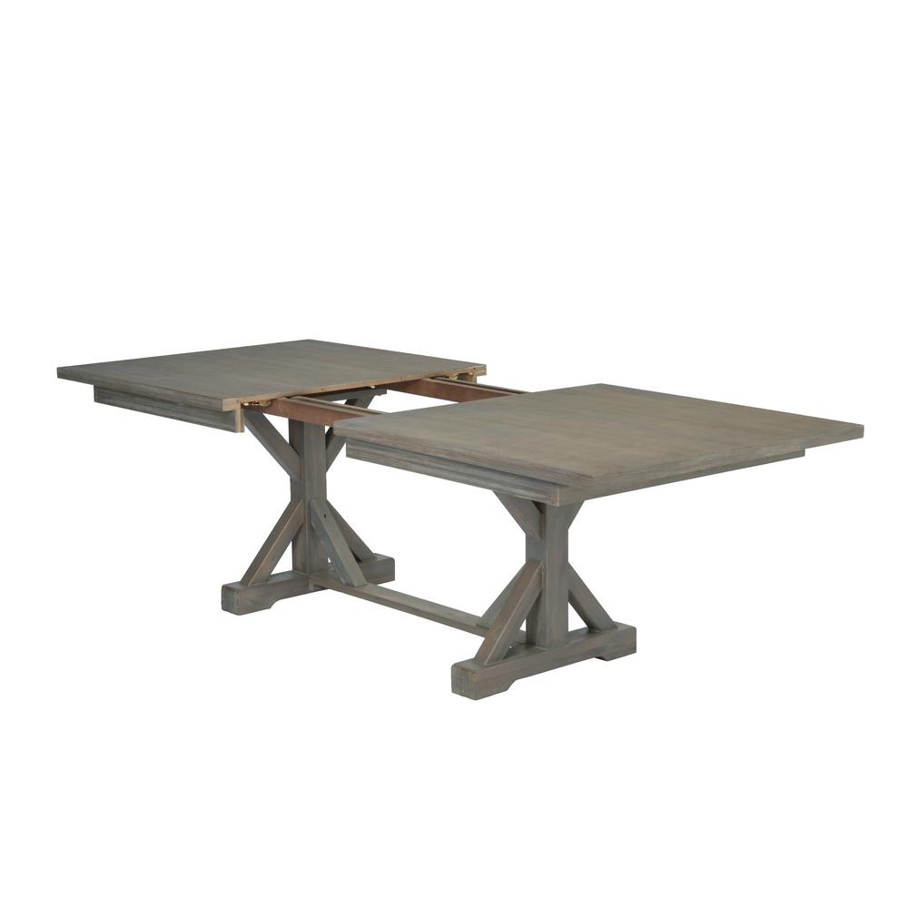 7 Piece Dining Set Extendable w/18″Center Leaf Extension & 6 Ladder-Back Chairs in Beige Linen