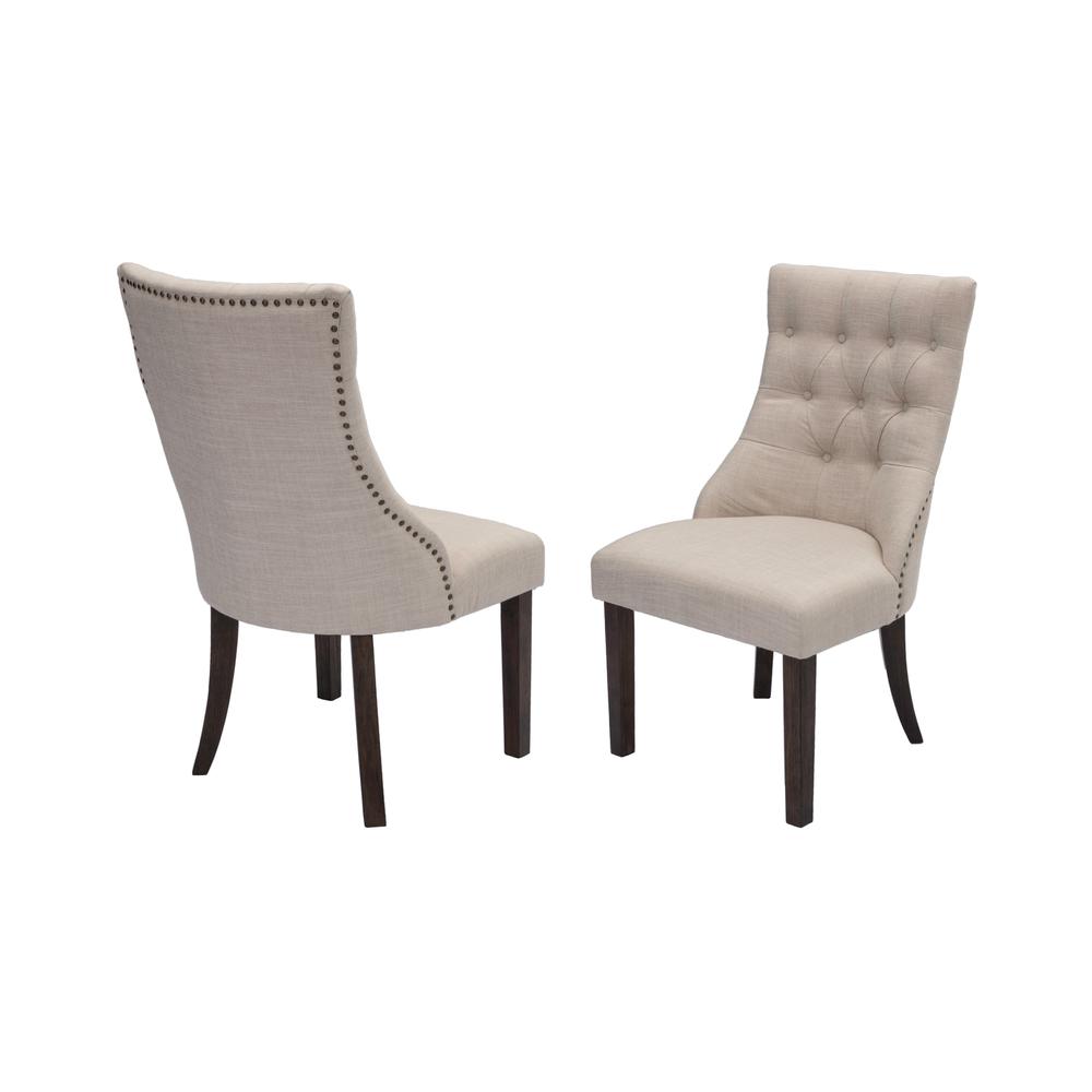 Classic 9pc Dining Set w/Uph Side Chairs Tufted & Naildhead Trim