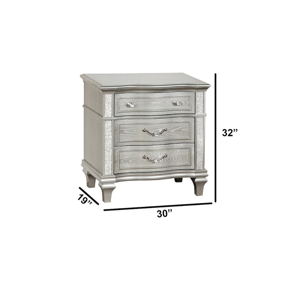 5 Piece Silver Eastern King Panel Bedroom Set ( Ekb+Dresser+ Mirror+ 2Ns)