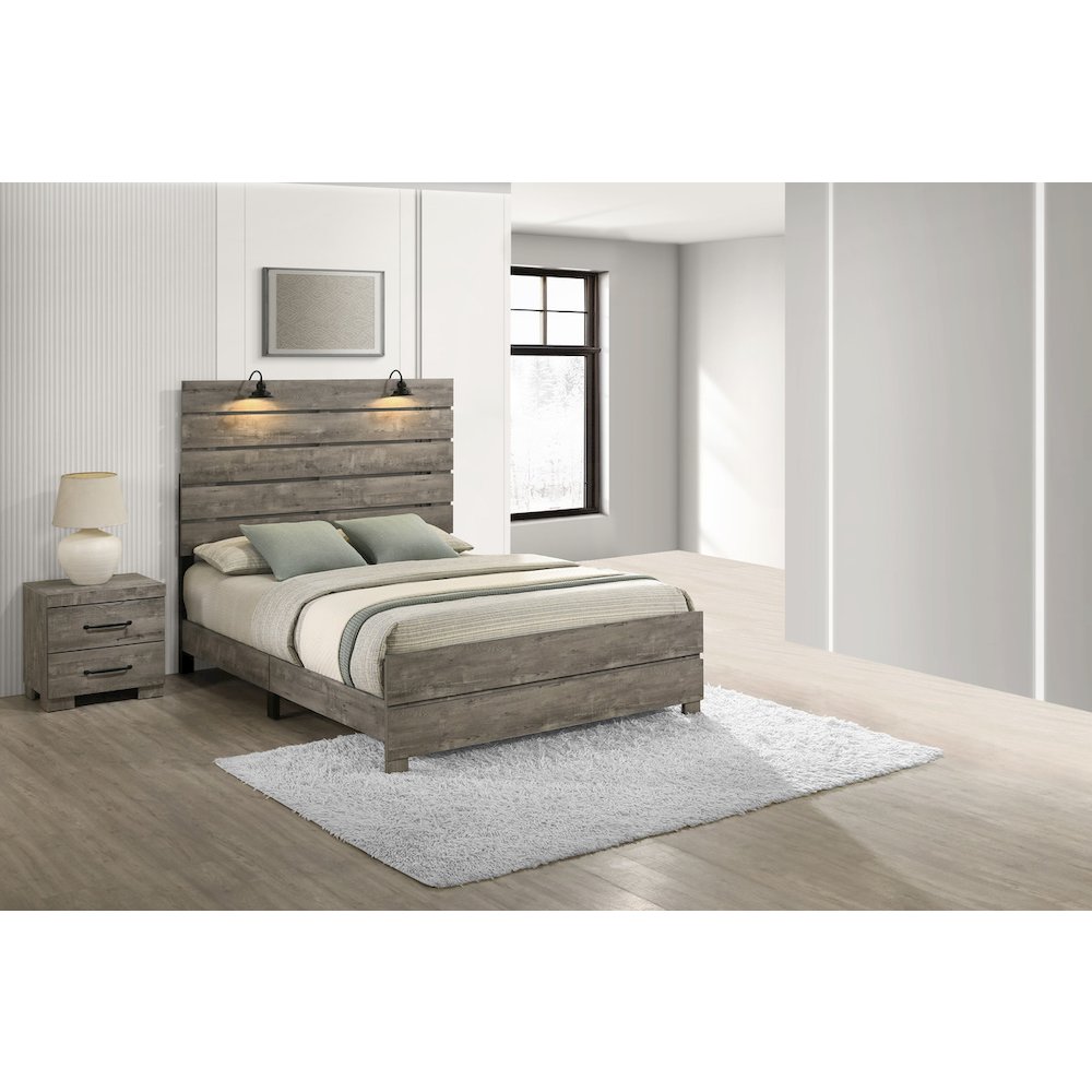 2Pc Modern Eastern King Size Bed In Antique Gray Color (Bed And Nightstand)