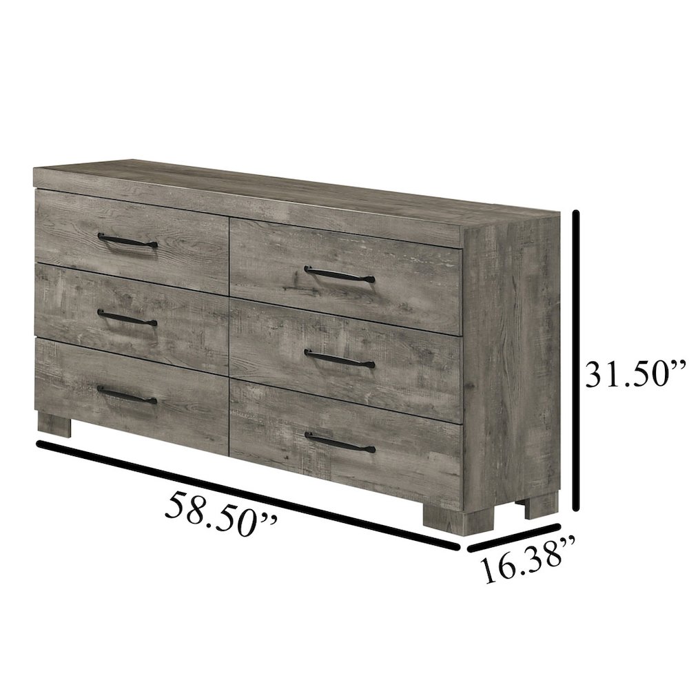 3Pc Modern Eastern King Size Panel Bedroom Set In Antique Gray Color