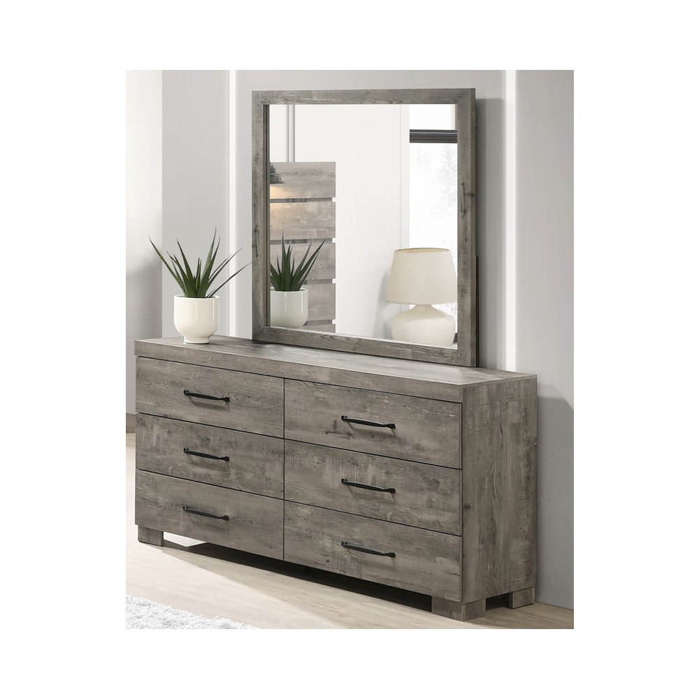 5Pc Modern Full Size Panel Bedroom Set In Antique Gray Color