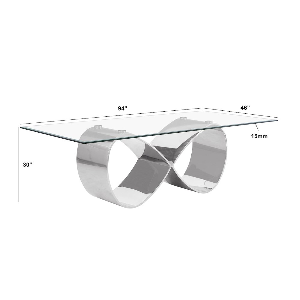 9Pc Tempered Glass Dining Set 8 Black Boucle Side Chairs And Silver Base