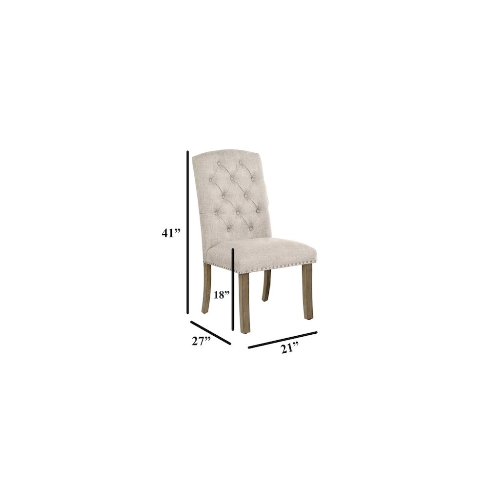 5 Piece Traditional Dining Set With Beige Side Chairs