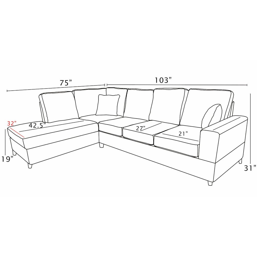 2Pc Corduroy Sectional In Black