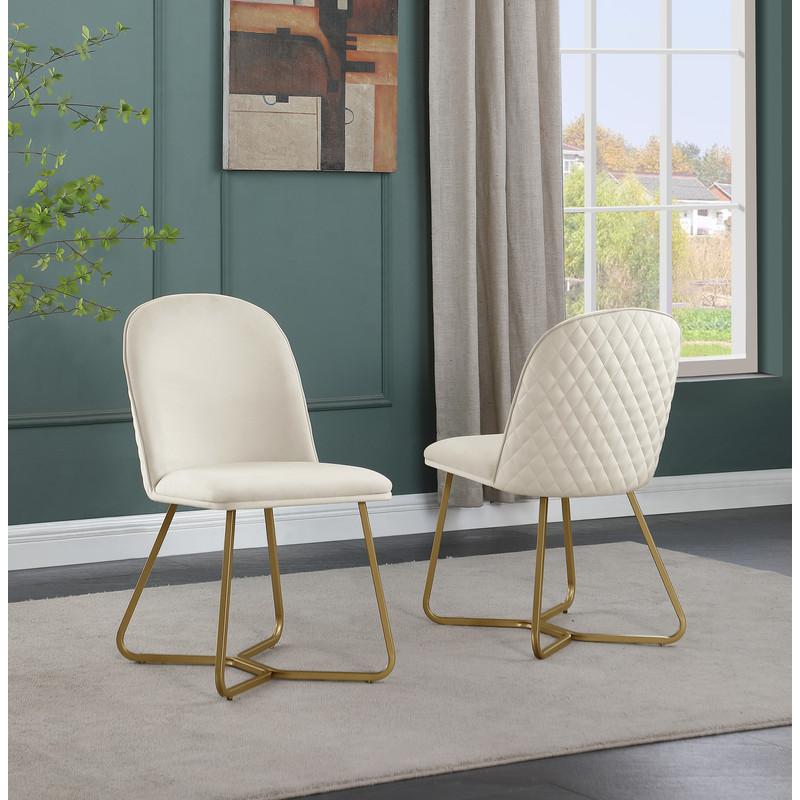 5pc rectangle dining table- Black wood top w/ 4 cream velvet chairs