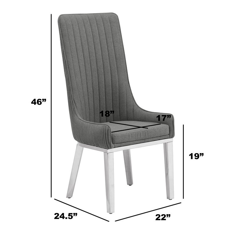 Pleated Back Side Chair With Silver Base